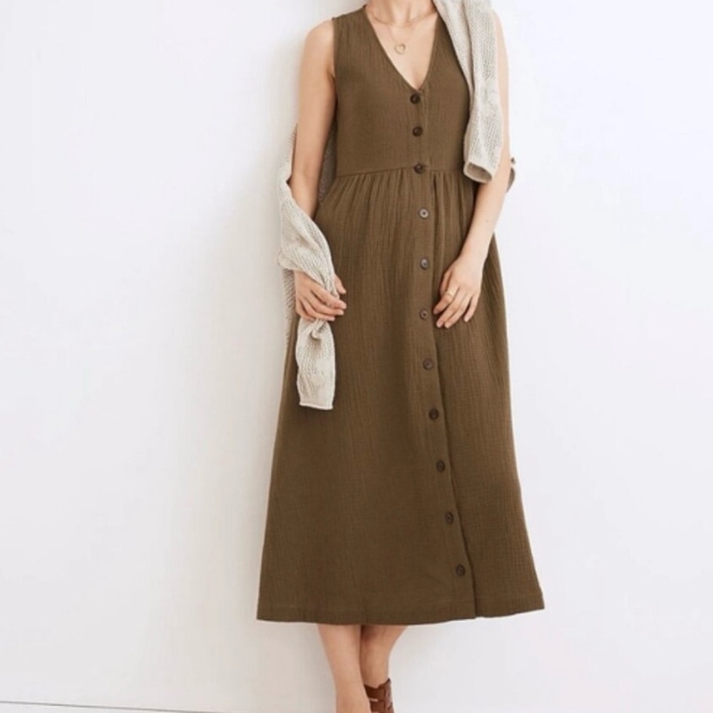 Madewell Olive Green Gauze Maxi Dress